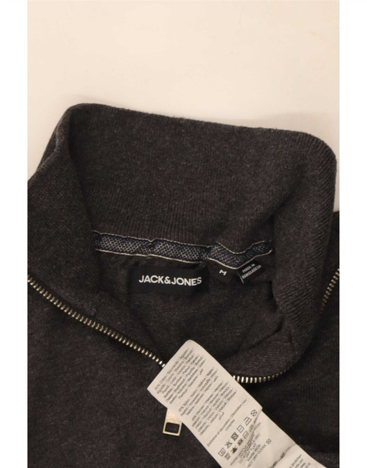 Jack & Jones Pull Col Zippé Homme Gris Moyen Coton
