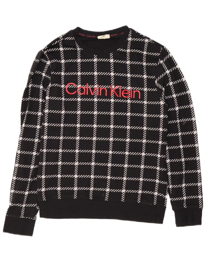 CALVIN KLEIN Sweat-shirt graphique pour homme en coton à carreaux noirs