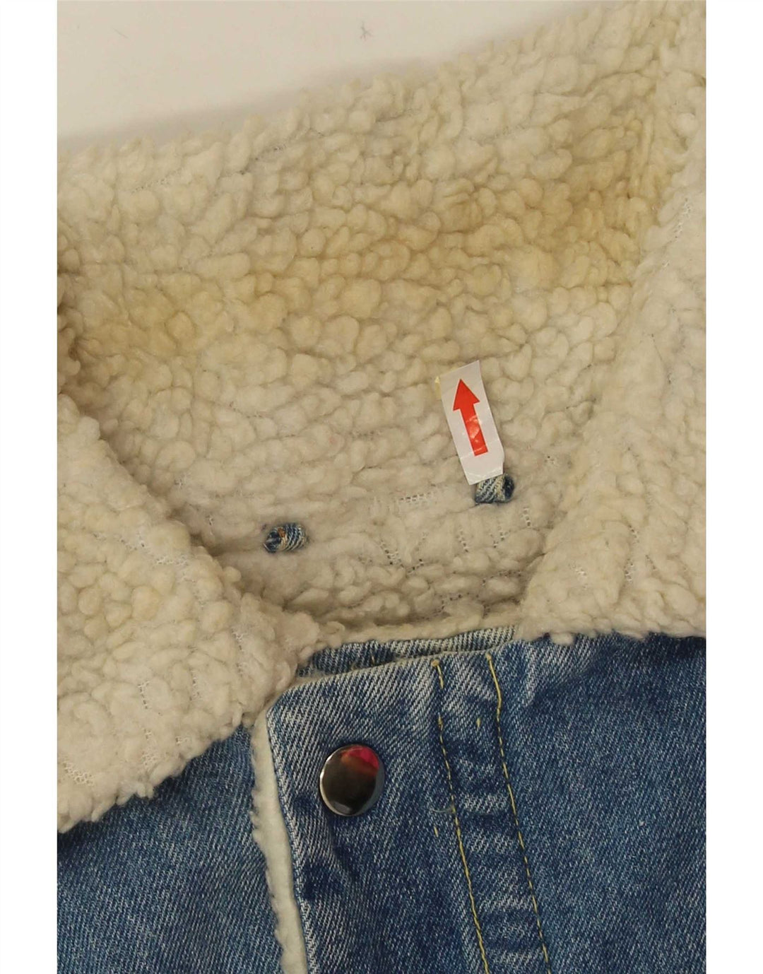 vintage Mens Denim Sherpa Veste UK 38 Bleu Moyen
