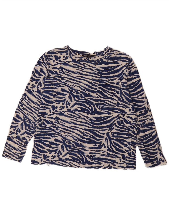 Marks & Spencer Haut à manches longues pour femme Bleu marine moyen Imprimé animal UK 42