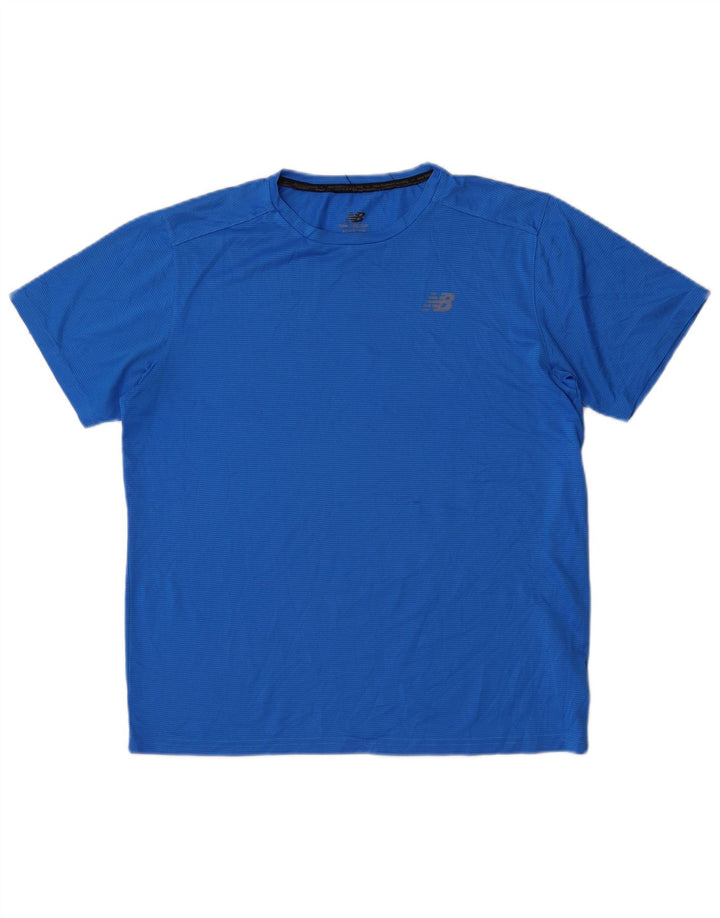 New Balance T-Shirt Homme Top Bleu Moyen Pinstripe Polyester
