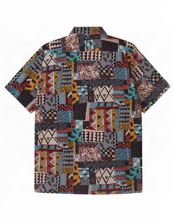 Vintage Mens Short Sleeve Shirt Size 39/40 Medium Multicoloured Retro