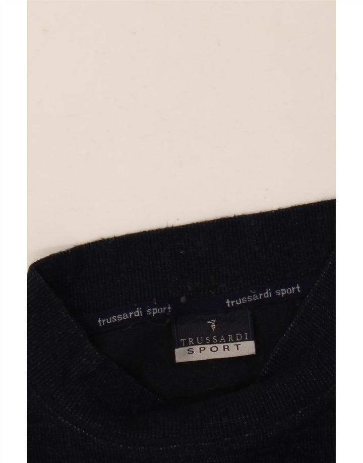 TRUSSARDI Pull Graphique Col Roulé Homme Large Bleu Marine Laine