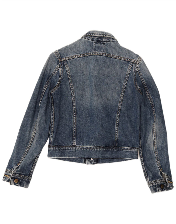 Lee Veste en jean courte pour femme UK 10 Petit coton bleu