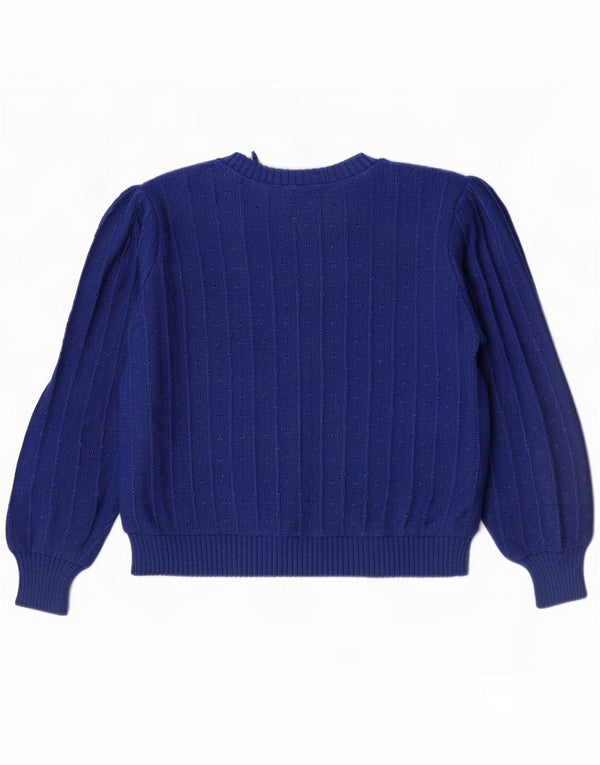 Vintage Pull col bateau pour femme UK 16 Large Bleu