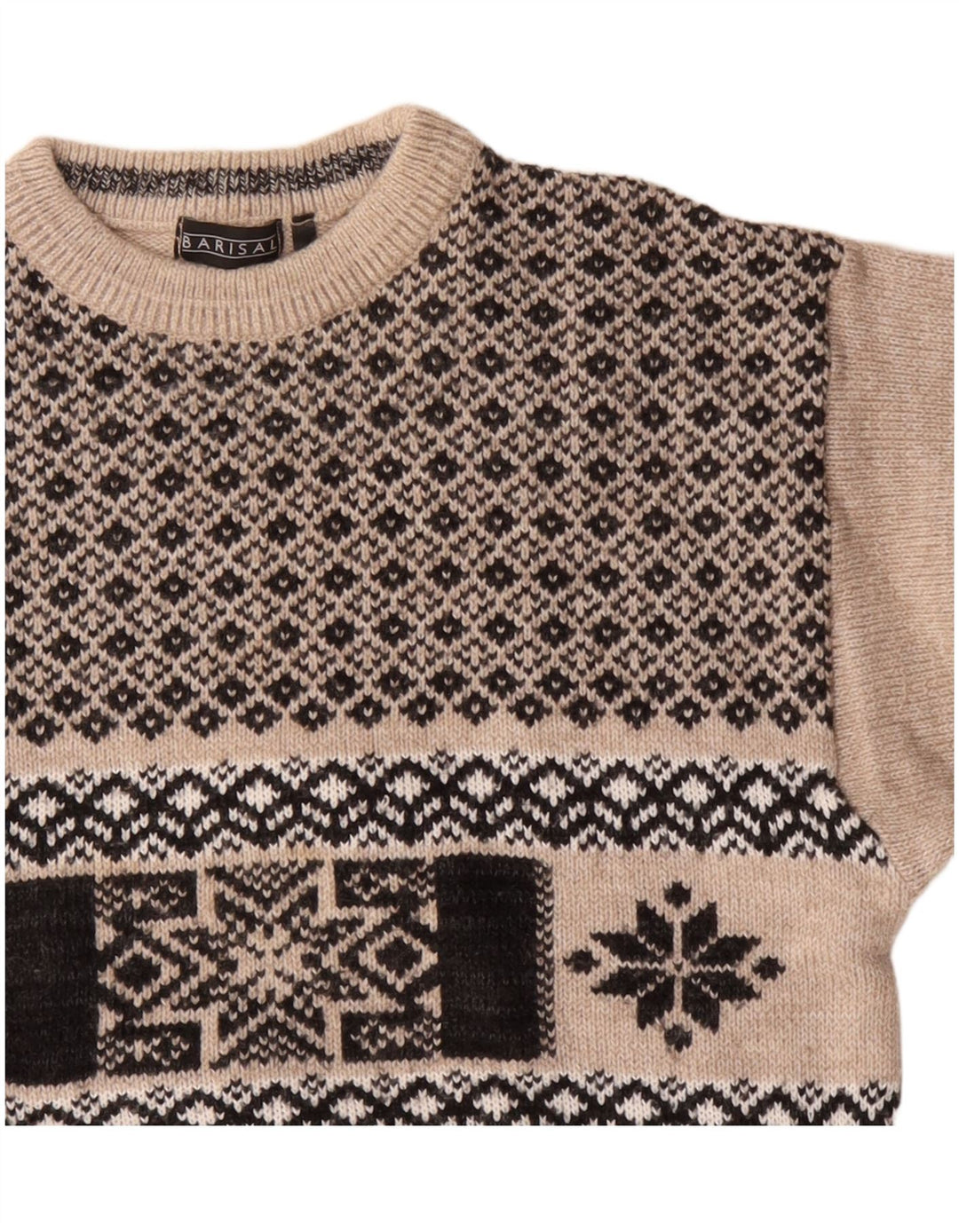 Barisal Pull Col Bateau Homme Beige Moyen Fair Isle Polyacrylique