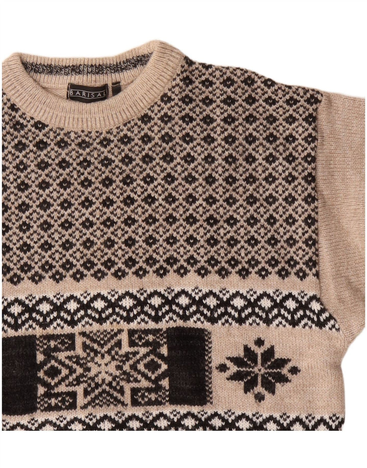 Barisal Pull Col Bateau Homme Beige Moyen Fair Isle Polyacrylique