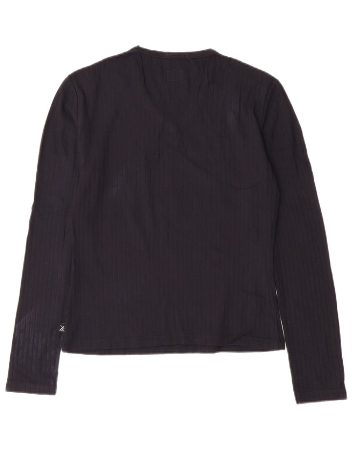 CALVIN KLEIN JEANS Haut Femme Manches Longues UK 12 Bleu Marine Moyen Polyamide