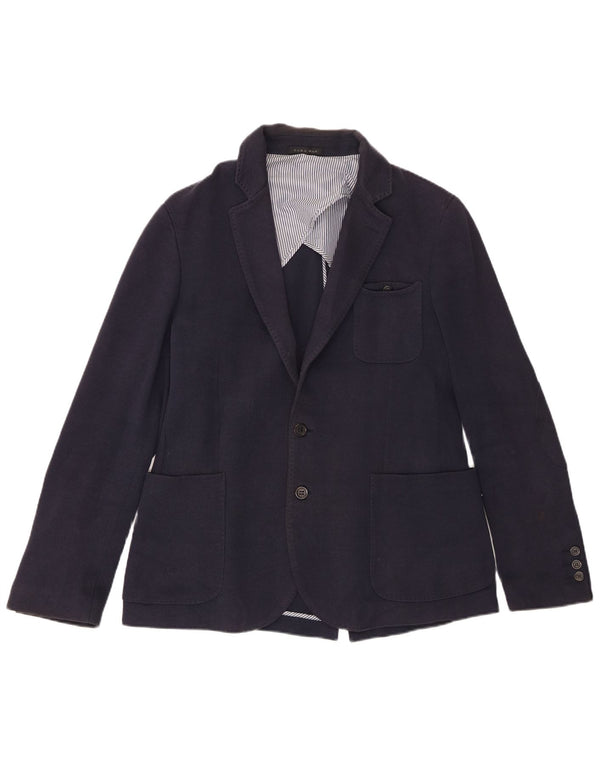 Zara Veste Blazer 2 Boutons Homme EU 50 Coton Bleu Marine Moyen