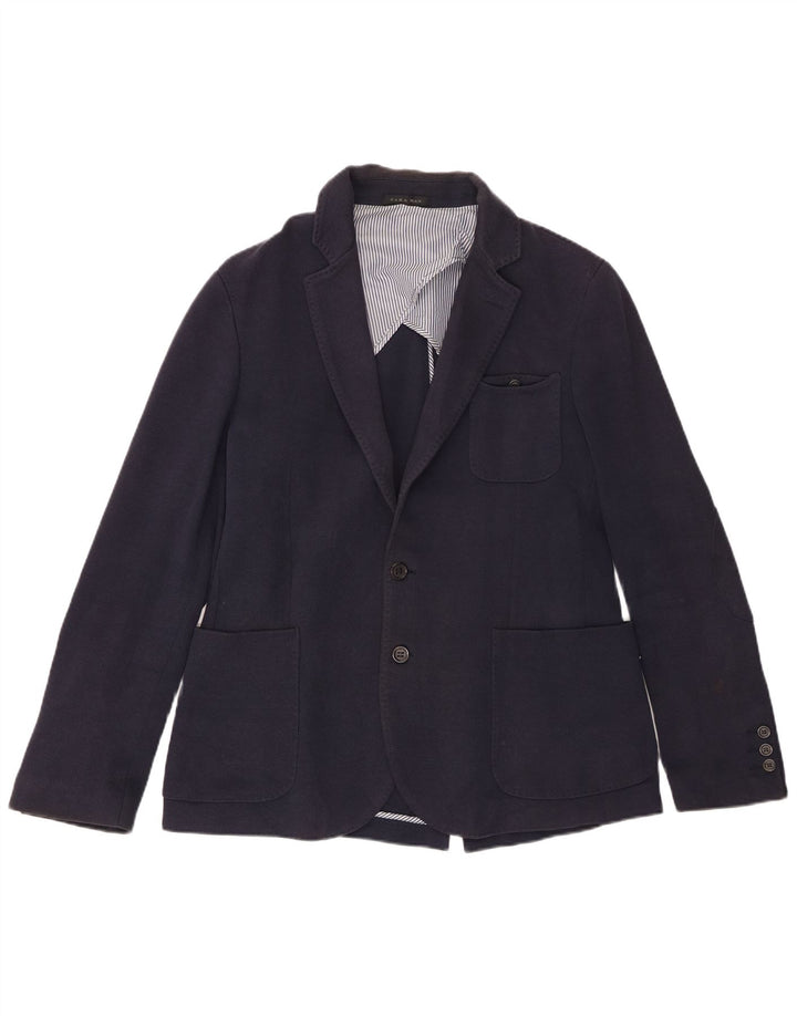 Zara Veste Blazer 2 Boutons Homme EU 50 Coton Bleu Marine Moyen