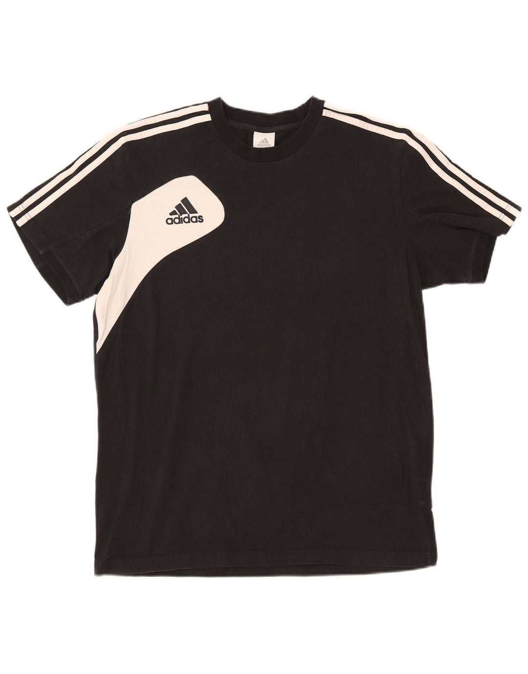 ADIDAS T-Shirt Homme UK 42/44 Grand Noir Colourblock Coton