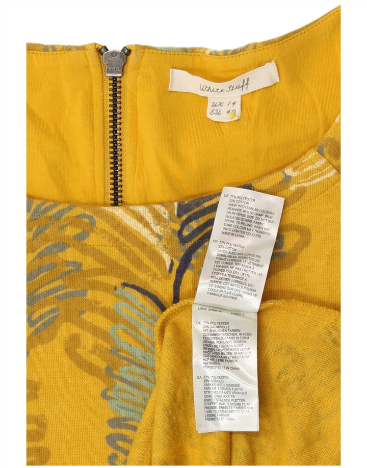 Robe droite à manches 3/4 White Stuff pour femme UK 44, jaune moyen à fleurs