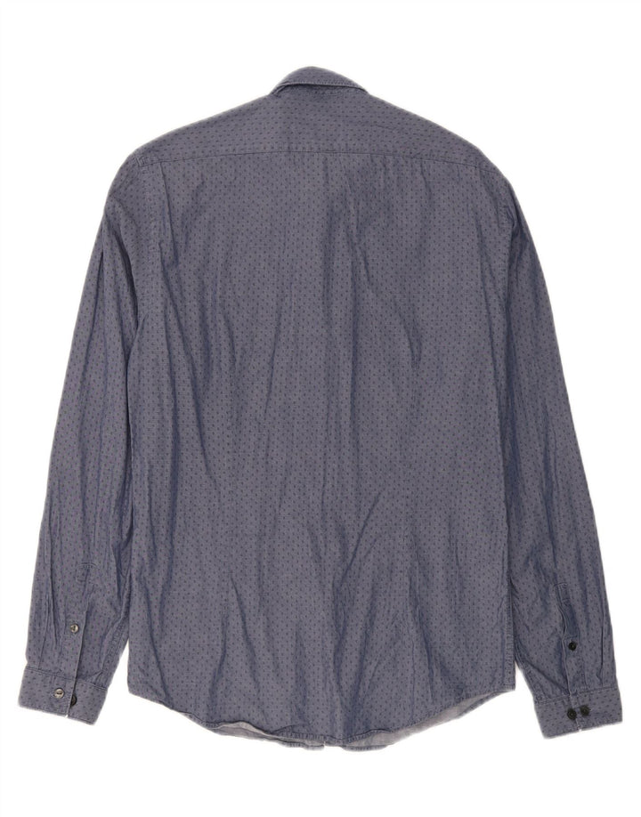 CALVIN KLEIN Mens Slim Fit Shirt Size 38 15 Medium Navy Blue Spotted