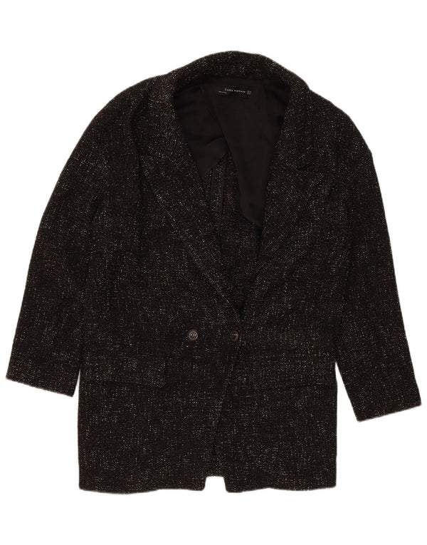 Zara Manteau surdimensionné à double boutonnage pour femme UK 6 XS Noir Polyester