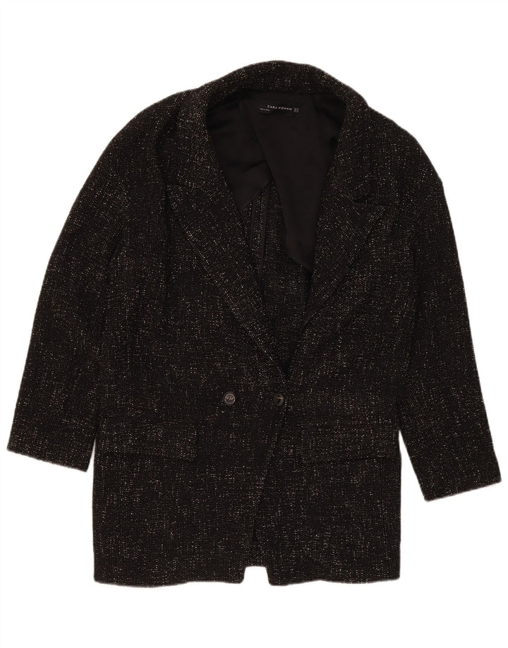Zara Manteau surdimensionné à double boutonnage pour femme UK 6 XS Noir Polyester