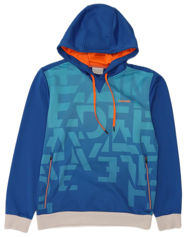 HEAD Pull à capuche graphique pour homme IT 48 Petit Bleu Polyester