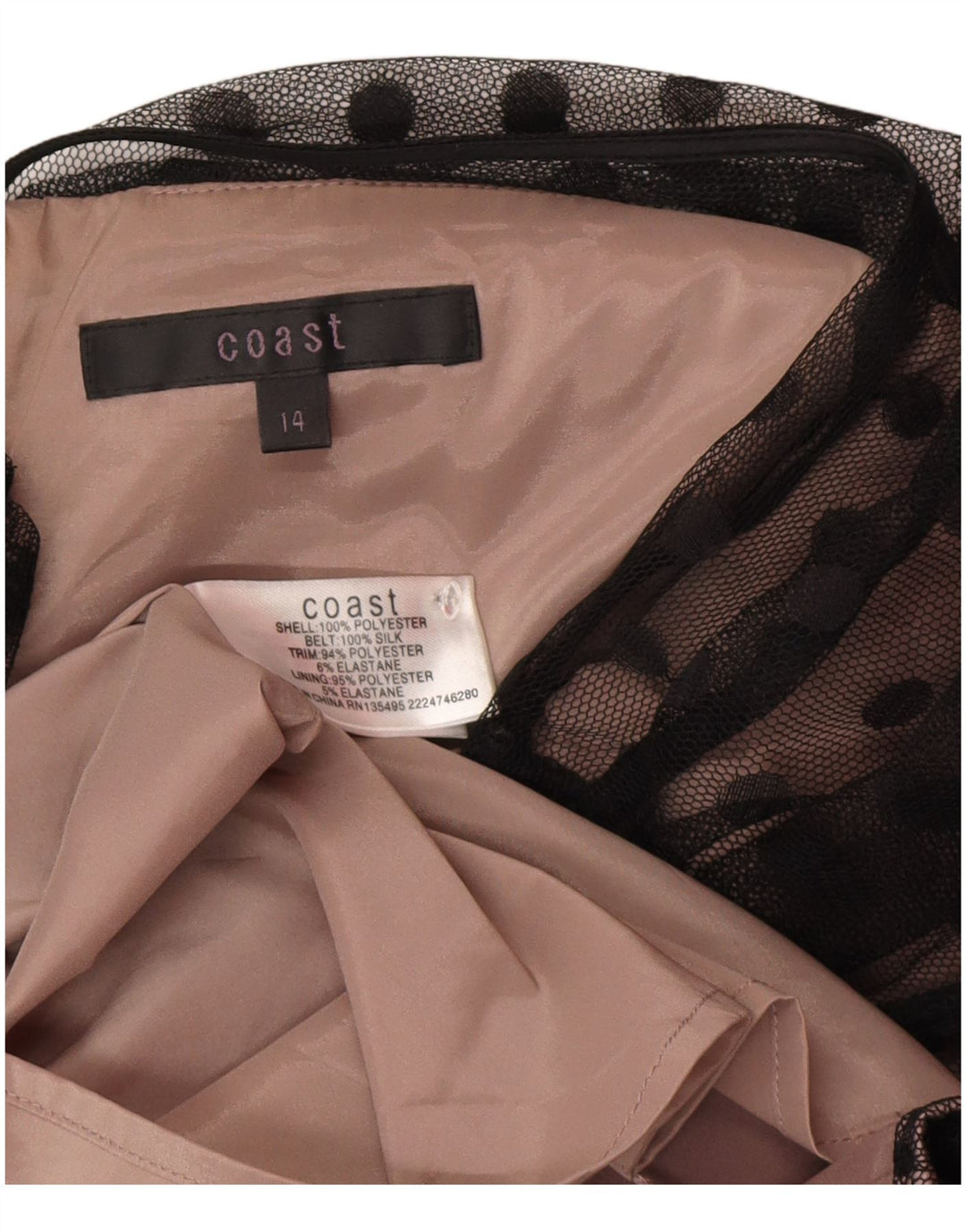 Coast Robe fourreau à manches 3/4 pour femme UK 44 en polyester noir moyen à pois