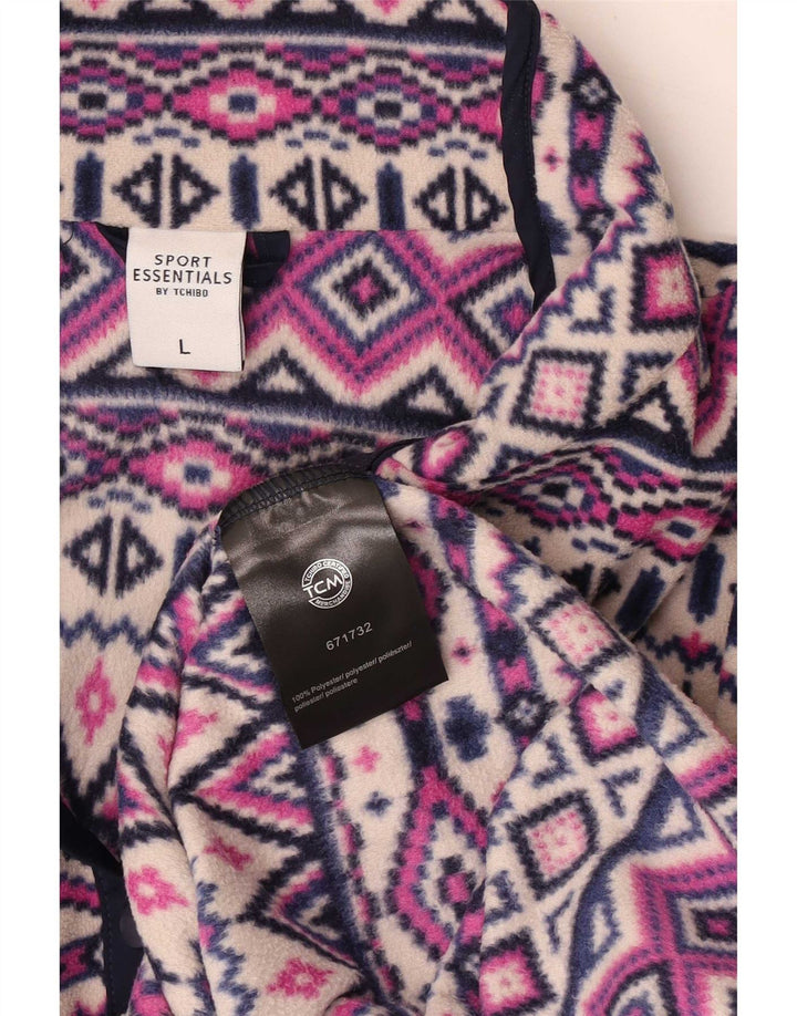 Tchibo Pull polaire à col boutonné pour femme UK 46 Large Fair Isle multicolore