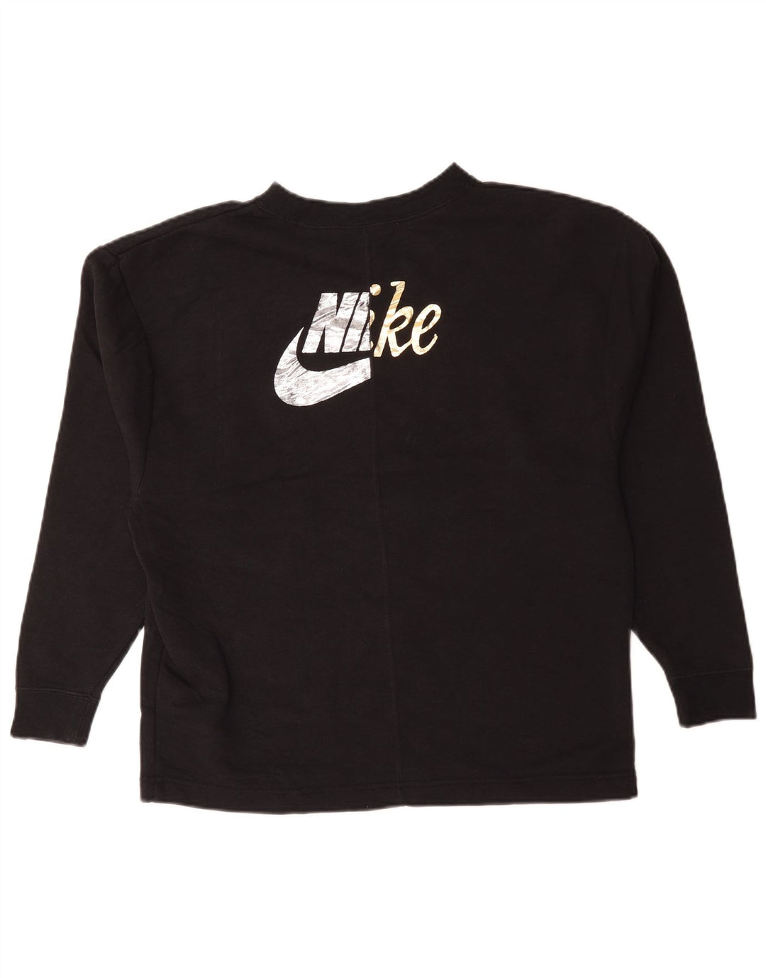 Nike Sweat-shirt surdimensionné graphique pour femme UK 10 Petit coton noir