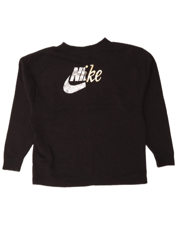 Nike Sweat-shirt surdimensionné graphique pour femme UK 10 Petit coton noir