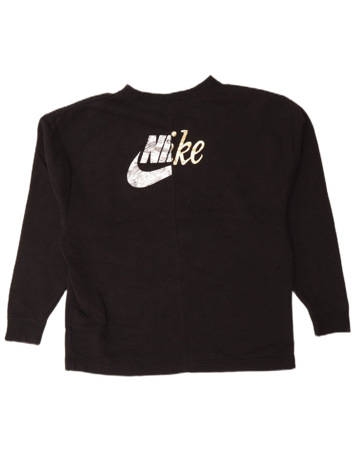 Nike Sweat-shirt surdimensionné graphique pour femme UK 10 Petit coton noir