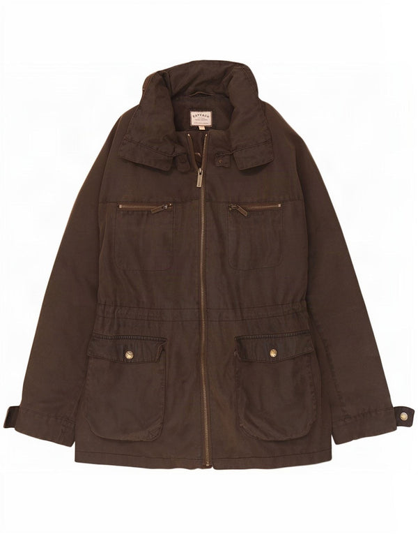 Fat Face Veste à capuche en coton ciré pour femme UK 18 XL Marron