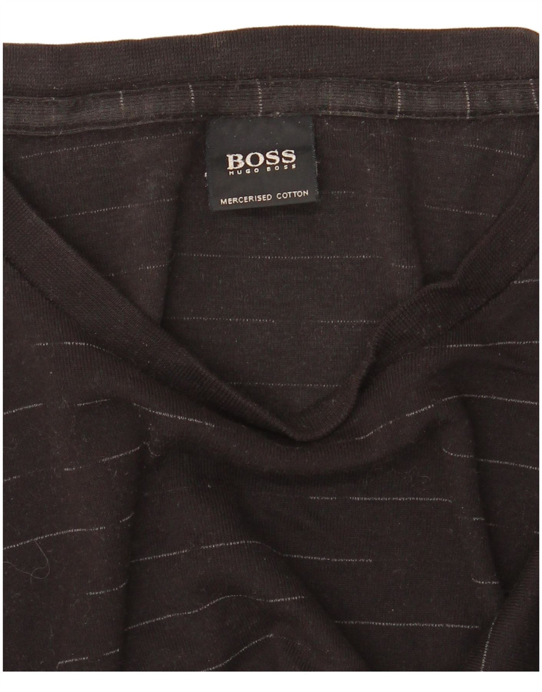 HUGO BOSS Homme Haut à manches longues en coton à fines rayures noires