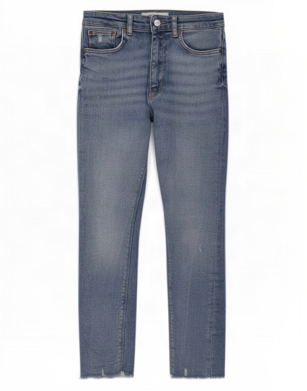 Zara Jean skinny taille haute pour femme EU 38 Small W24 L25 Bleu Coton