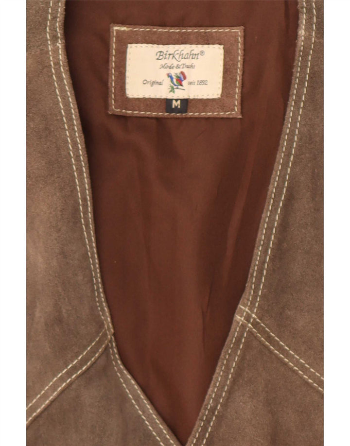 Gilet en daim vintage pour homme en cuir marron moyen