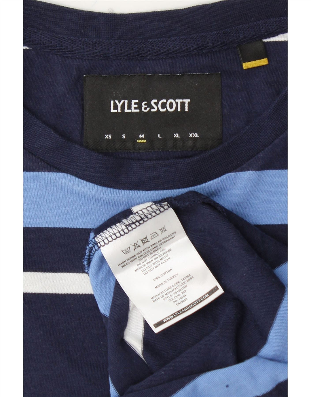 LYLE & SCOTT Haut T-Shirt Homme Bleu Marine Rayé Coton Moyen