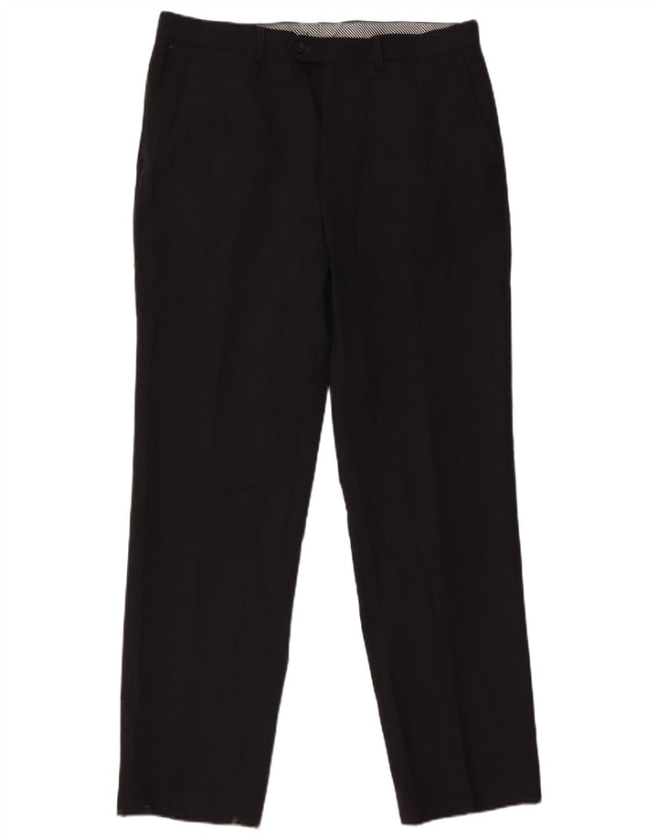Marks & Spencer Pantalon de Costume Droit Homme W36 L33 Noir Polyester