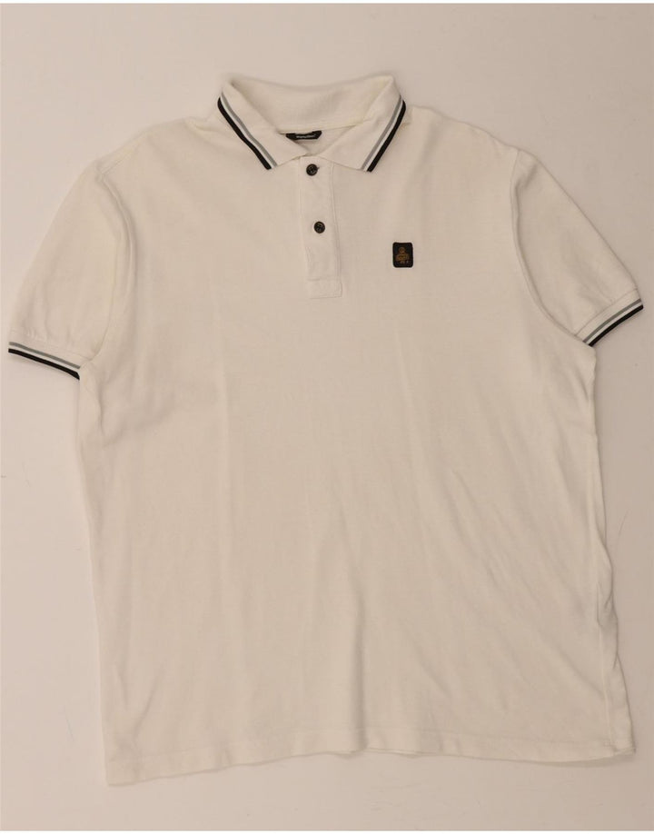 REFRIGIWEAR Mens Polo Shirt 2XL White Cotton Vintage Refrigiwear and Second-Hand Refrigiwear from Messina Hembry 