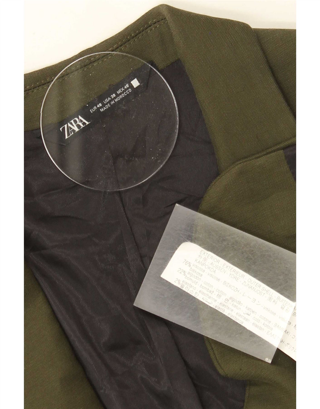 Zara Veste Blazer 2 Boutons Homme EU 48 Vert Moyen Viscose