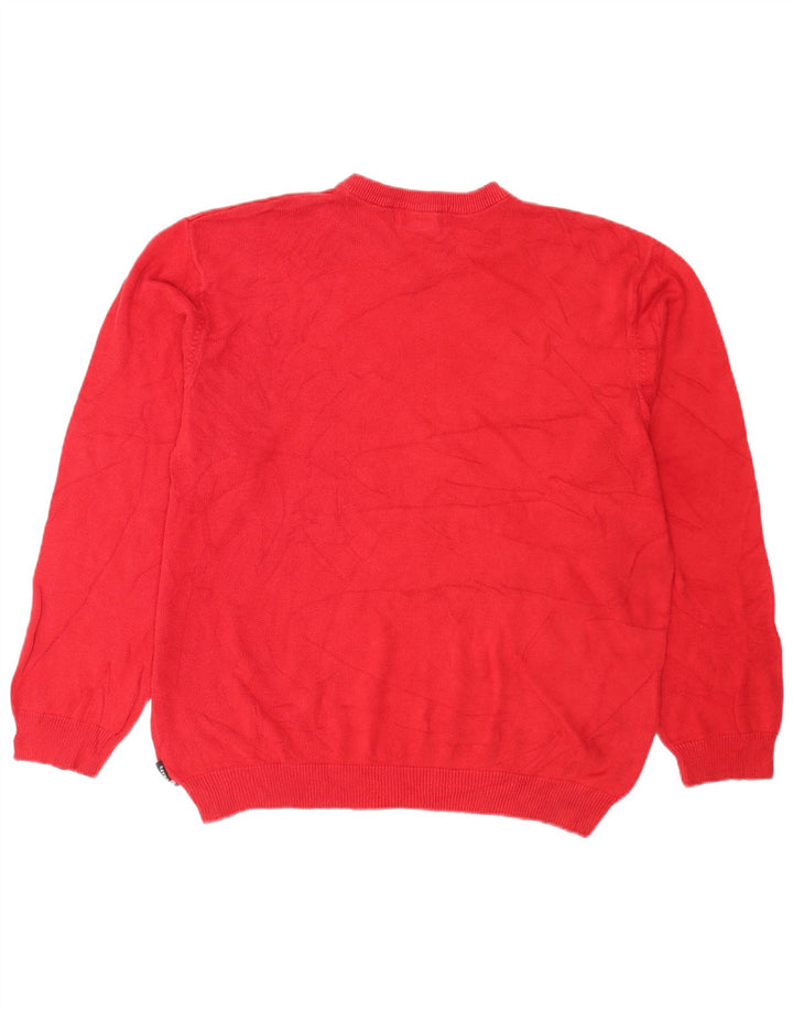 Chaps Pull col V pour homme en coton color block Rouge Taille L
