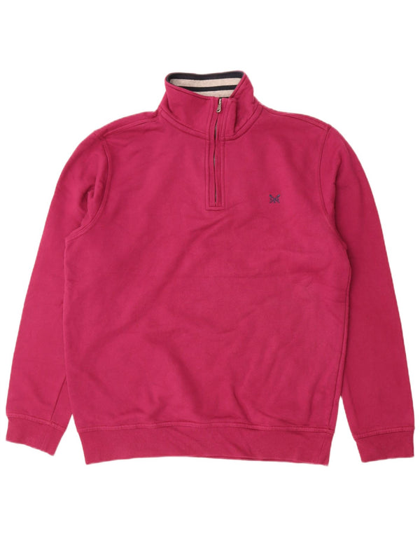 Crew Clothing Sweat-shirt à col zippé pour homme en coton rose Taille L