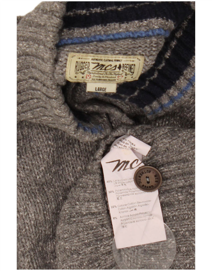 Marlboro Classics Pull à col boutonné pour homme Grande laine grise