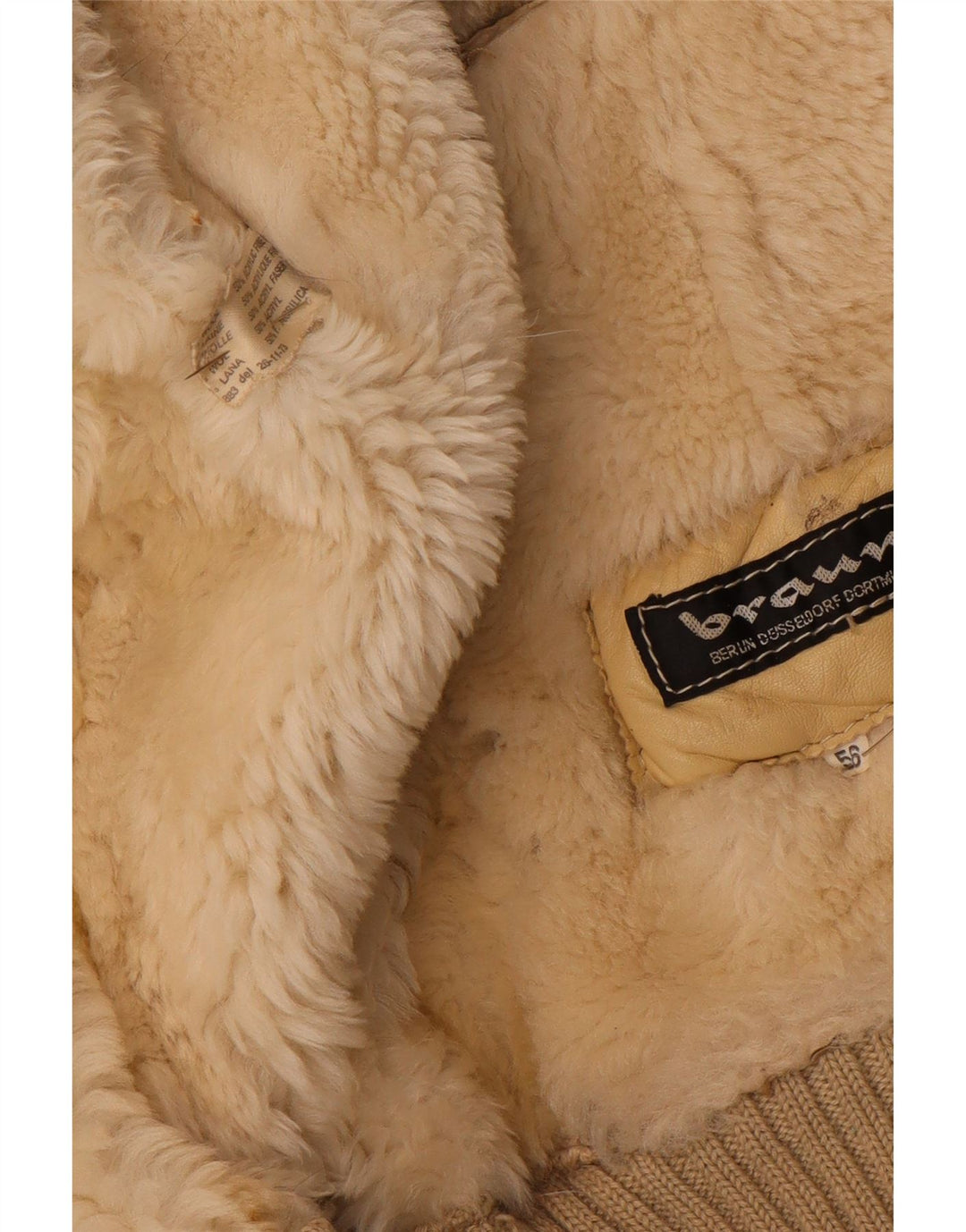 VINTAGE Veste Sherpa Homme IT 56 3XL Laine Beige