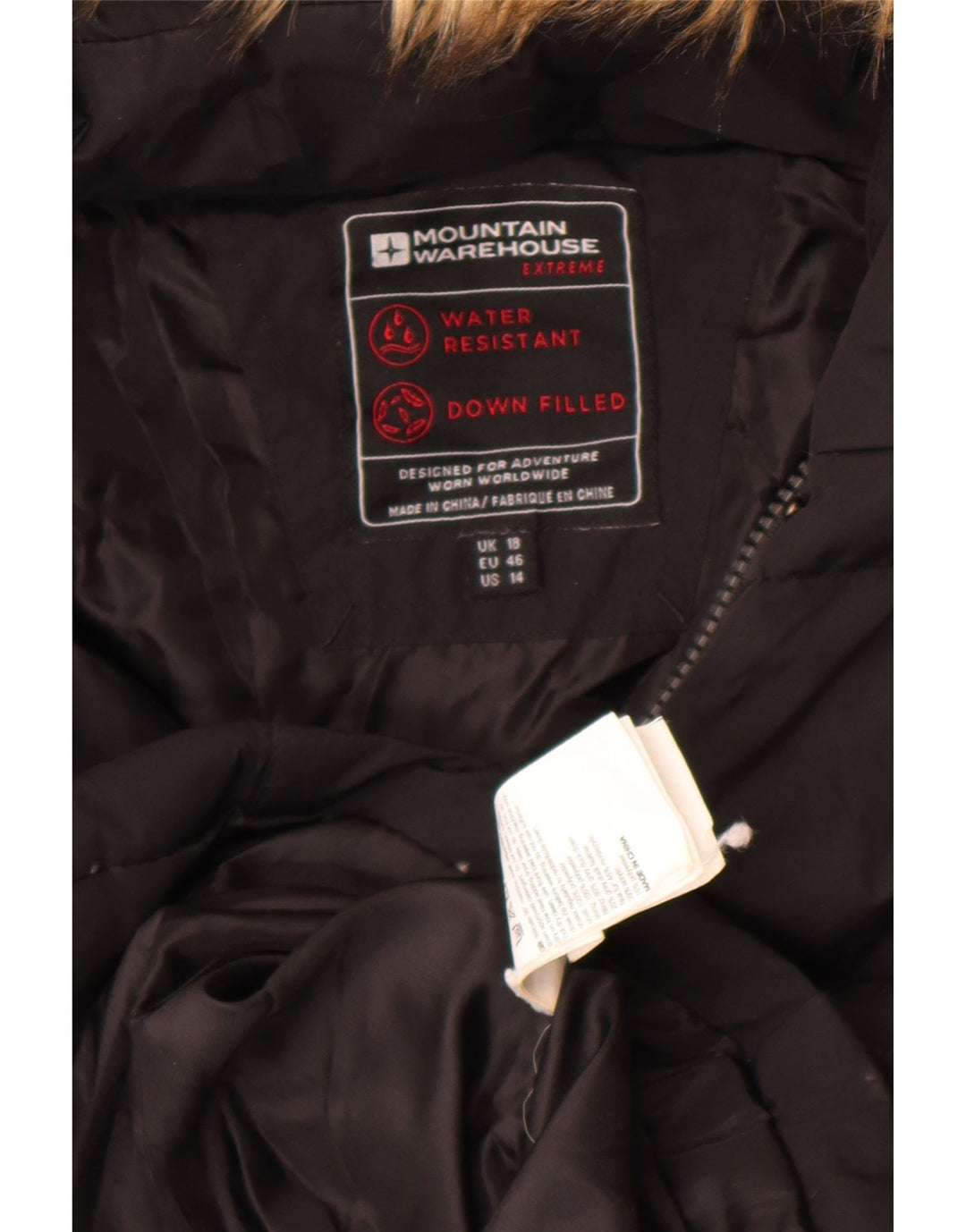 Mountain Warehouse Manteau rembourré à capuche pour femme UK 18 XL Noir Polyester