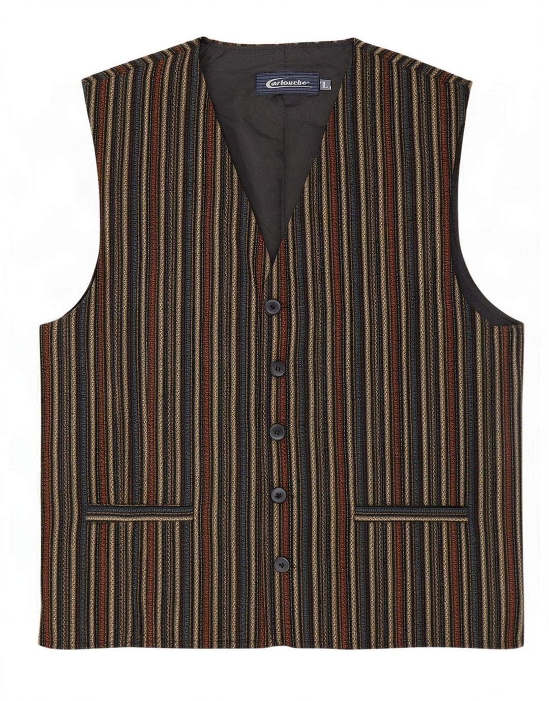 Cartouche Gilet Homme Large Beige Rayé Polyester
