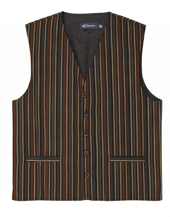 Cartouche Gilet Homme Large Beige Rayé Polyester