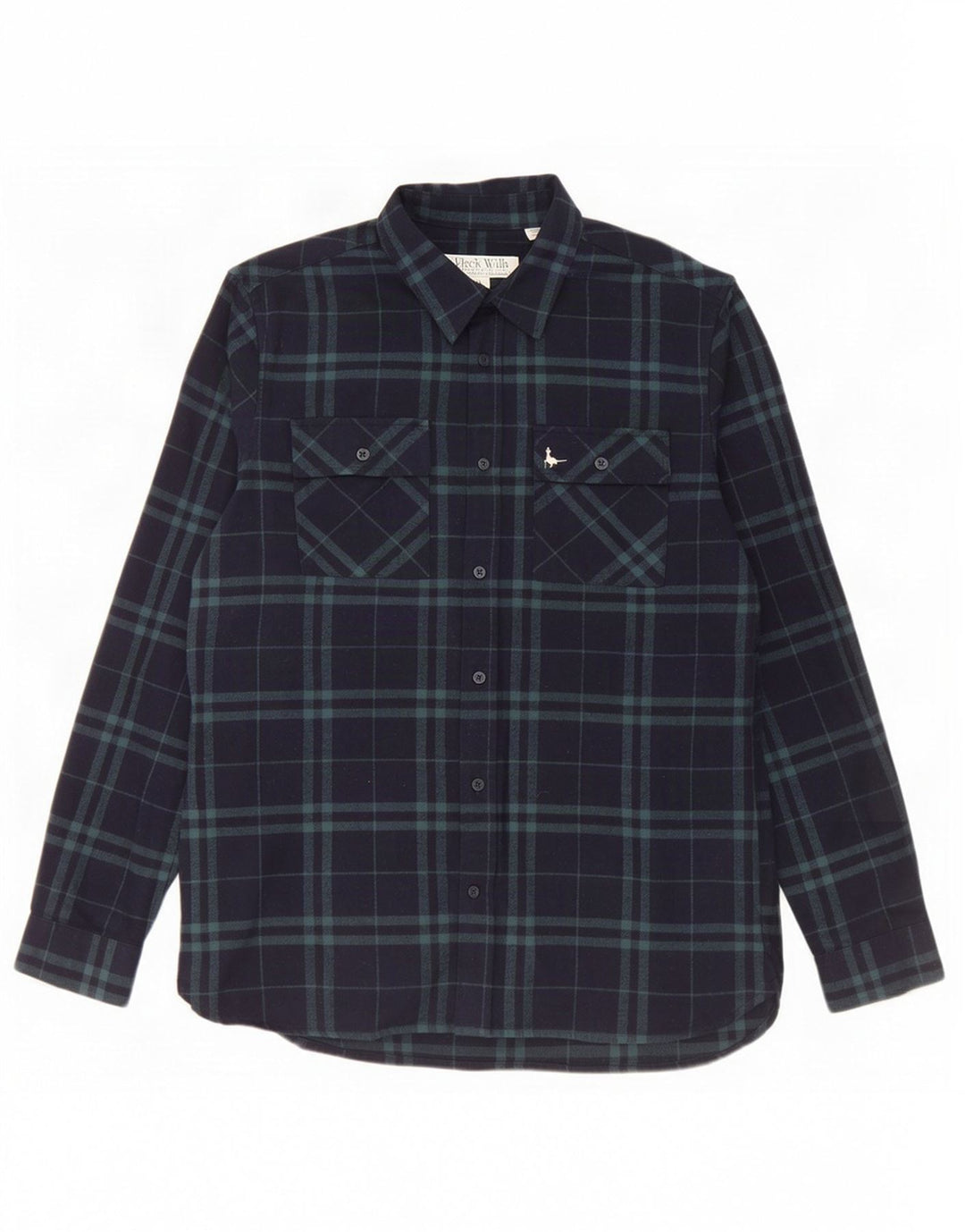 Jack Wills Chemise en flanelle coupe classique pour homme, petit carreaux en coton bleu marine