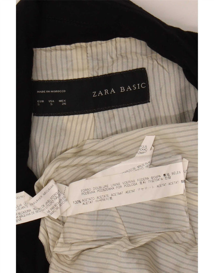 Zara Femme 1 Bouton Blazer Veste UK 8 Petit Acétate Noir