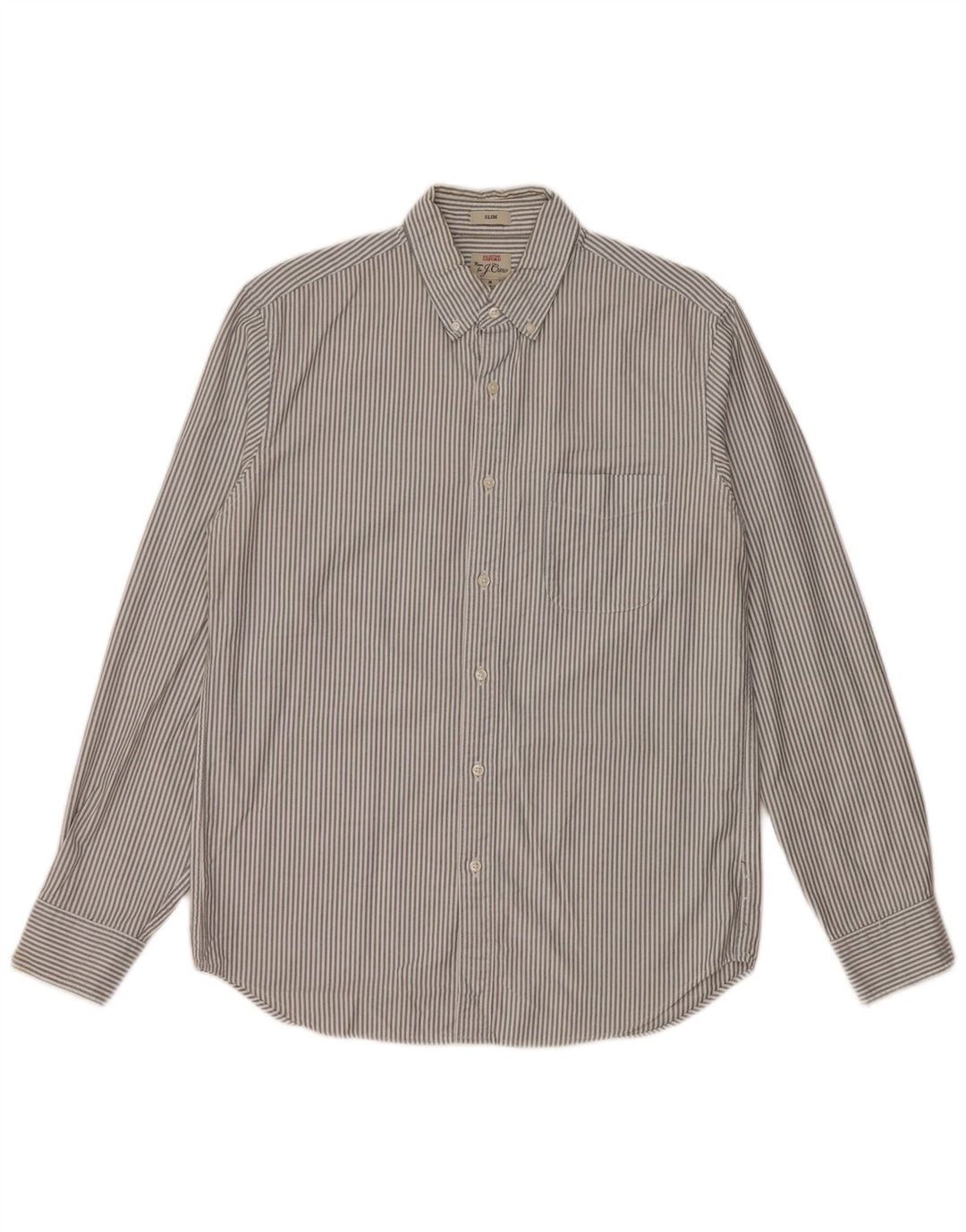 J. CREW Chemise Oxford Slim Fit Homme en Coton à Rayures Gris Moyen