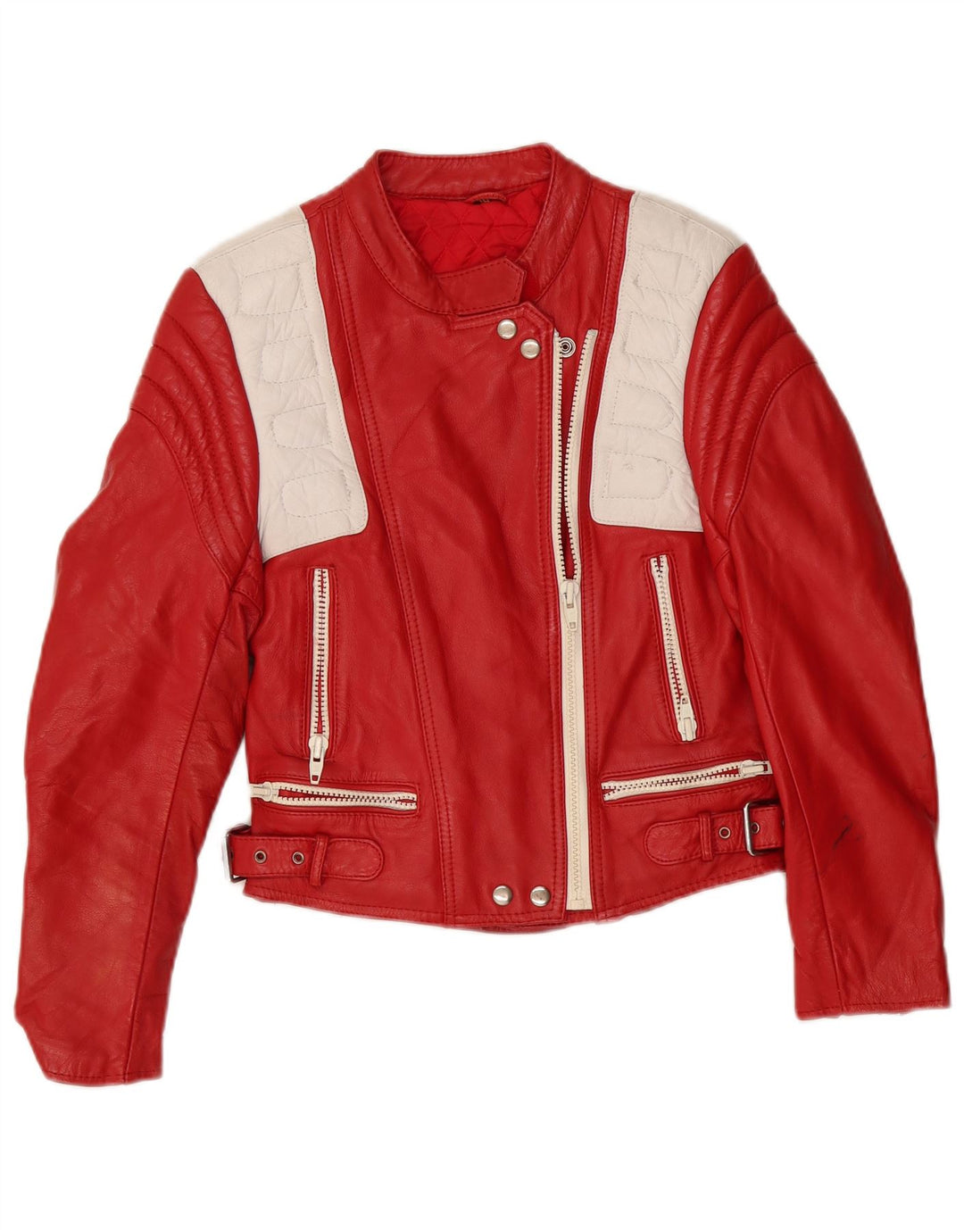 Veste Racer en cuir femme vintage EU 40 cuir rouge moyen