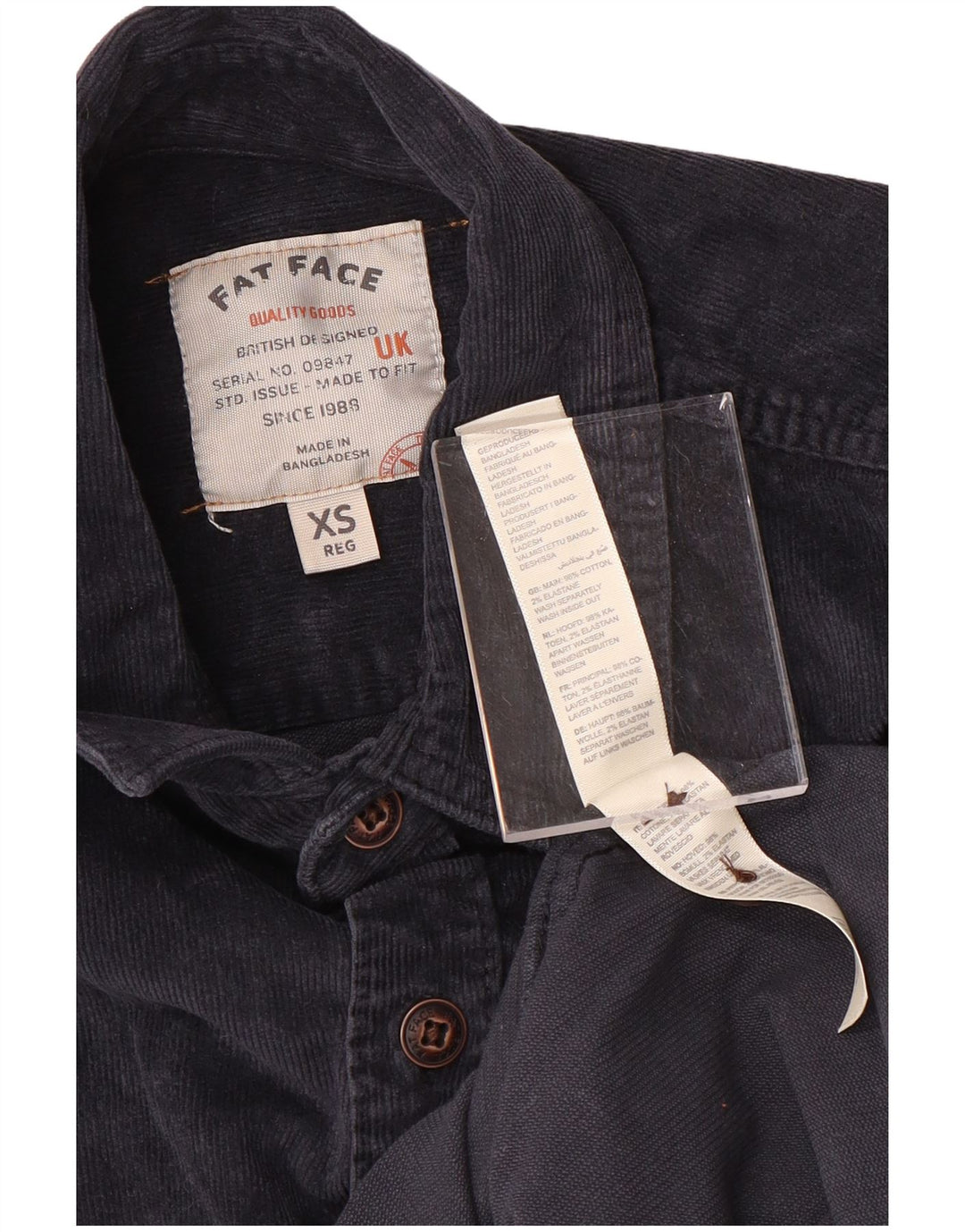 FAT FACE Chemise Velours Côtelé XS Bleu Marine Coton Homme