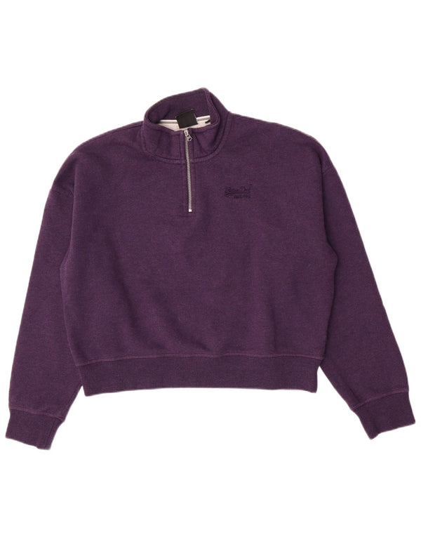 Superdry Sweat-shirt court surdimensionné pour femme UK 14 Large Violet