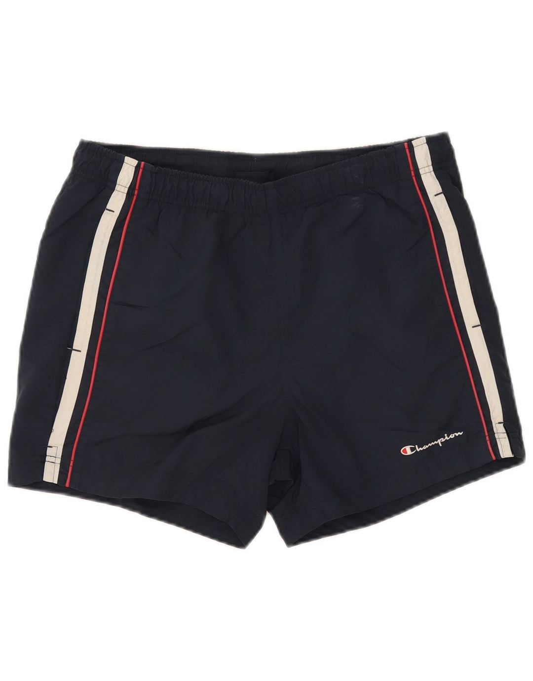 Champion Short de Bain Homme Large Bleu Marine Rayé Polyamide