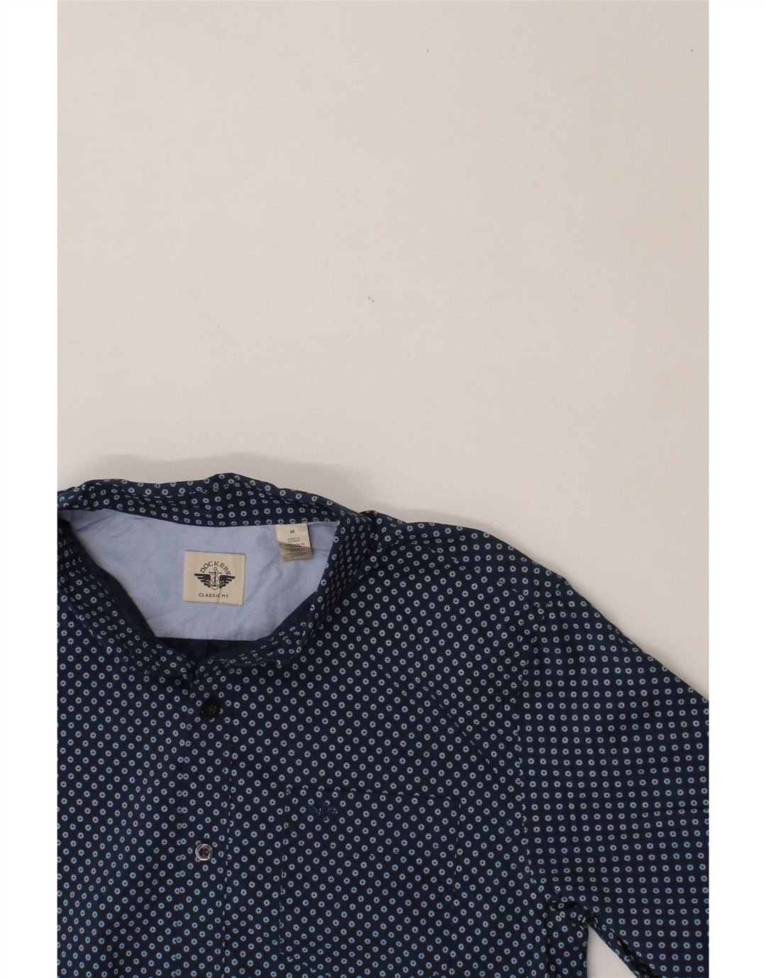 DOCKERS Mens Classic Fit Shirt Medium Navy Blue Spotted Cotton Vintage Dockers and Second-Hand Dockers from Messina Hembry 