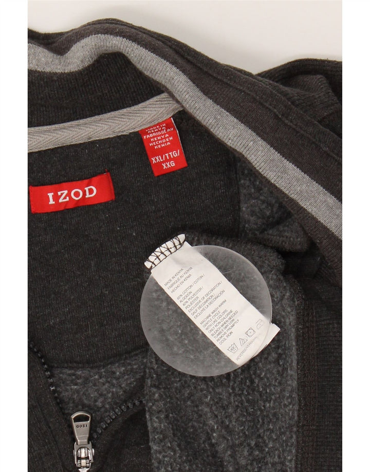 IZOD Mens Zip Neck Sweatshirt Jumper 2XL Grey Cotton Vintage Izod and Second-Hand Izod from Messina Hembry 