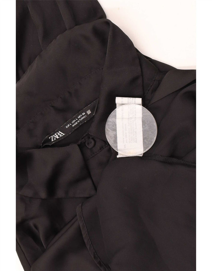 Zara Chemise surdimensionnée pour femme UK 16 Large Noir Polyester